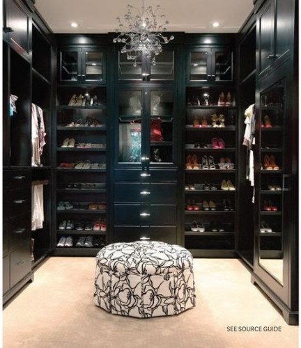 gorgeous black walk in closet
