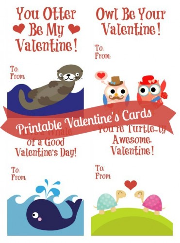 Printable Animals Valentine's Day Cards, Kids School Valentines Cards, Valentines  Cards, Printable Valentine's Cards, Owl Flamingo Dog Otter 