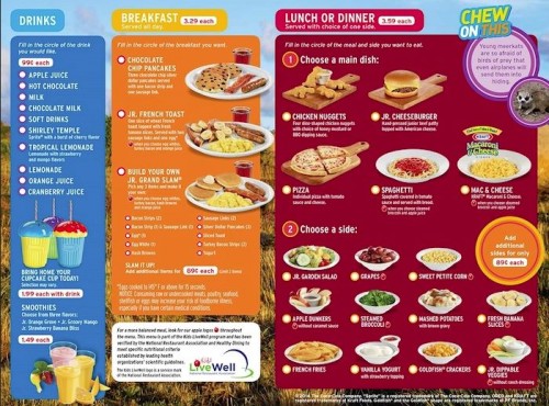 Dennys kids menu