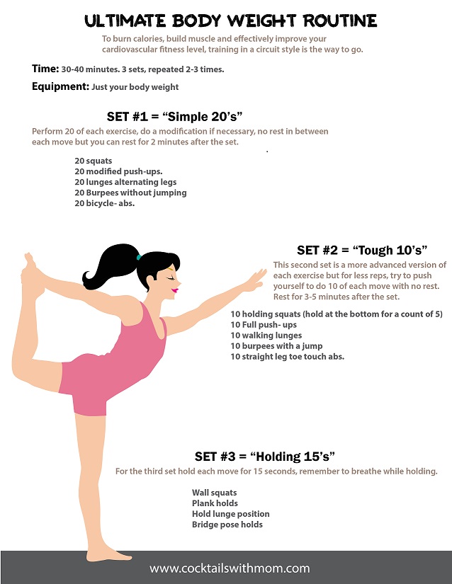 The Ultimate Body Weight Routine: Simple 20’s, Tough 10’s, Holding 15’s