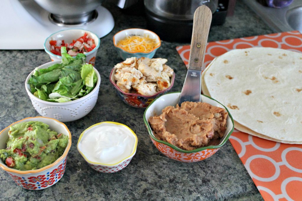 Mexican Grilled Chicken Wrap Sandwich assembly